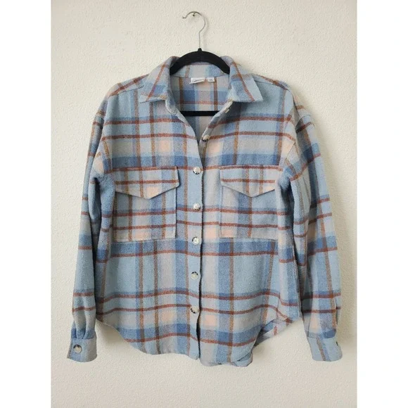 Ford Bronco Plaid Shacket Flannel Shirt Jacket Blue Women's XS Retro Bohemian - Picture 8 of 8
